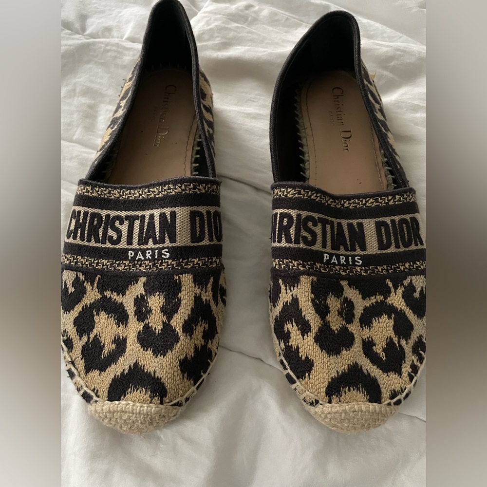 Authentic Dior Granville Leopard Espadrilles
